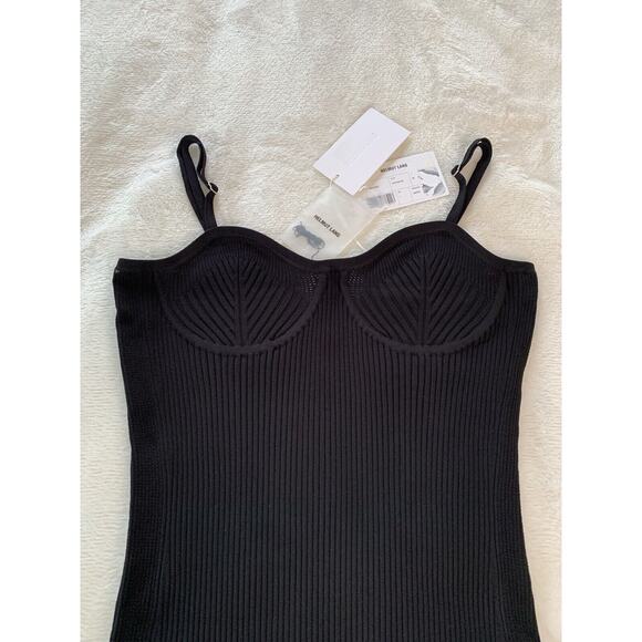 Helmut Lang Womens Dress Black Sleeveless Rib Knit Underwire Bodycon Medium Midi - Picture 9 of 10